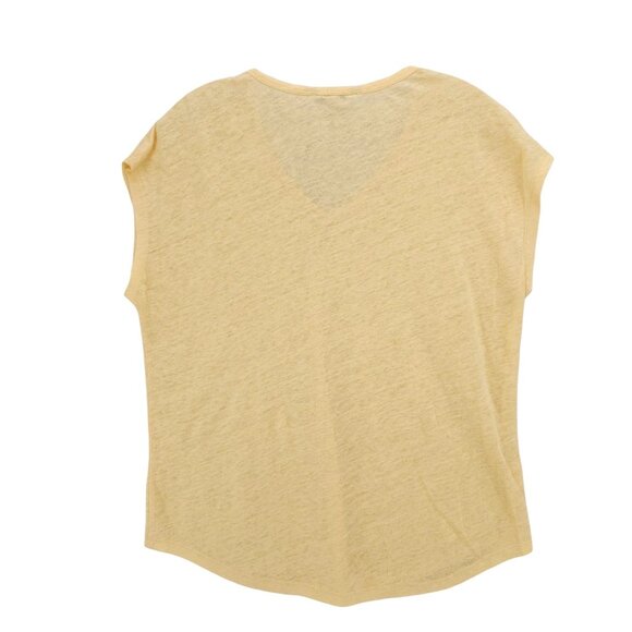 STANDARD JAMES PERSE Yellow Linen Woven V-Neck Tee Rounded Hem Sz 3 - LARGE - Picture 2 of 5